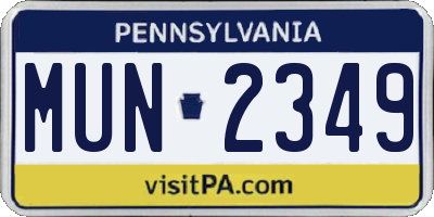 PA license plate MUN2349