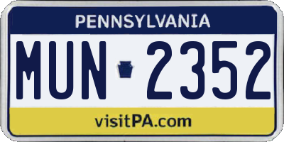 PA license plate MUN2352