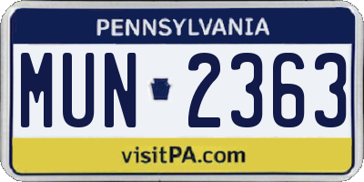 PA license plate MUN2363
