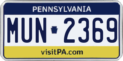PA license plate MUN2369