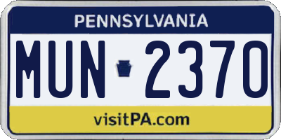 PA license plate MUN2370