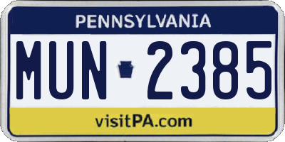 PA license plate MUN2385