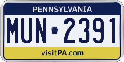 PA license plate MUN2391