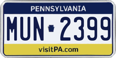 PA license plate MUN2399