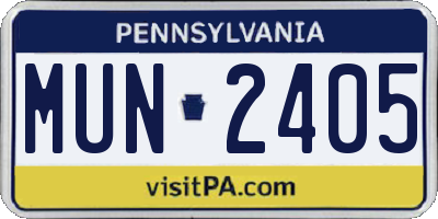 PA license plate MUN2405