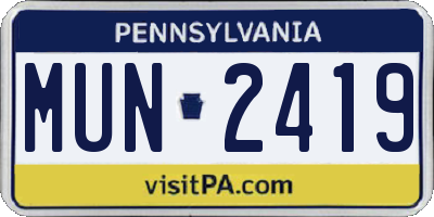PA license plate MUN2419