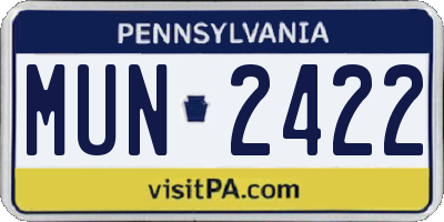 PA license plate MUN2422