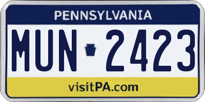 PA license plate MUN2423