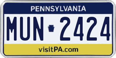 PA license plate MUN2424