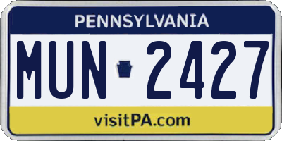 PA license plate MUN2427