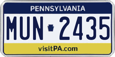 PA license plate MUN2435