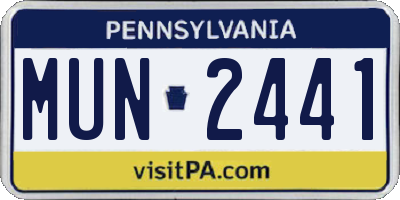 PA license plate MUN2441
