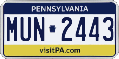 PA license plate MUN2443