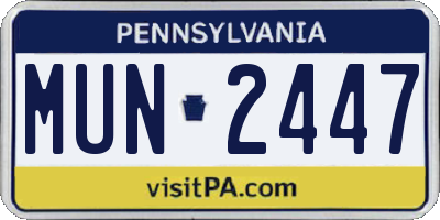 PA license plate MUN2447