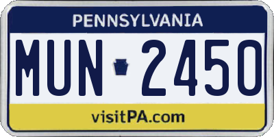 PA license plate MUN2450