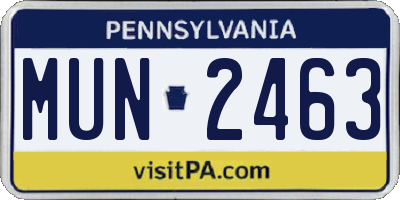 PA license plate MUN2463