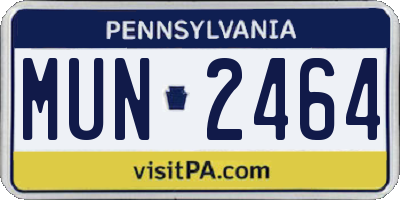 PA license plate MUN2464
