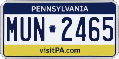 PA license plate MUN2465