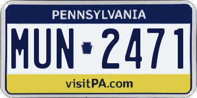 PA license plate MUN2471