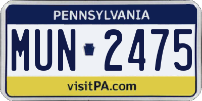 PA license plate MUN2475