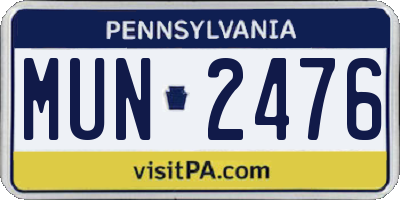 PA license plate MUN2476