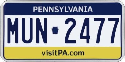 PA license plate MUN2477