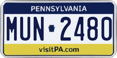 PA license plate MUN2480