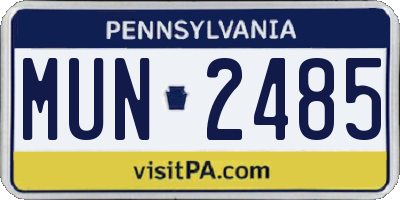 PA license plate MUN2485