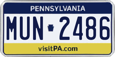 PA license plate MUN2486