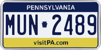 PA license plate MUN2489