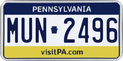 PA license plate MUN2496