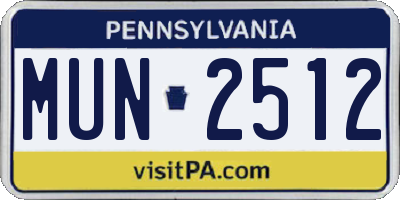 PA license plate MUN2512
