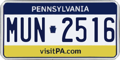 PA license plate MUN2516