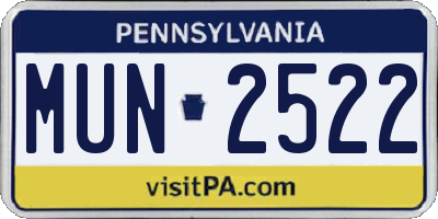 PA license plate MUN2522