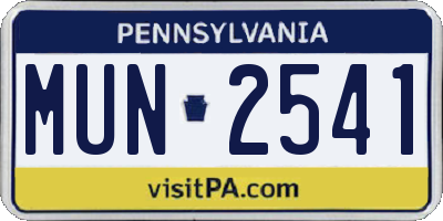 PA license plate MUN2541