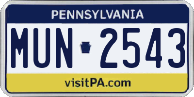 PA license plate MUN2543