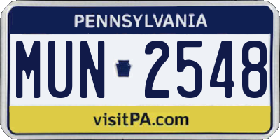 PA license plate MUN2548