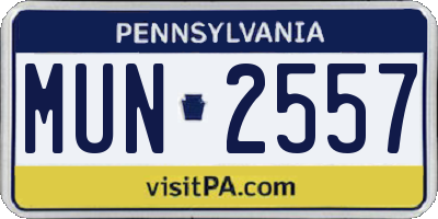 PA license plate MUN2557