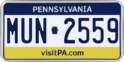 PA license plate MUN2559