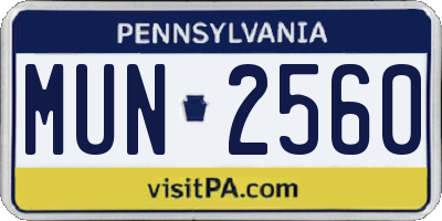 PA license plate MUN2560
