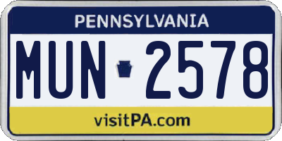 PA license plate MUN2578