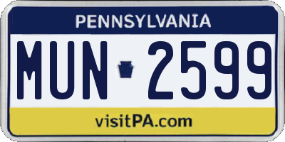PA license plate MUN2599