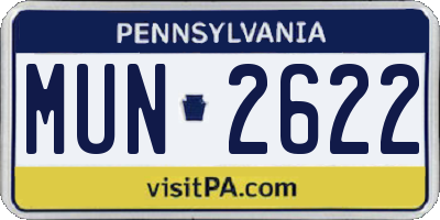 PA license plate MUN2622