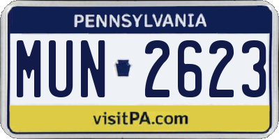 PA license plate MUN2623