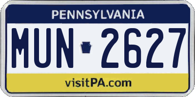 PA license plate MUN2627