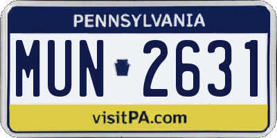 PA license plate MUN2631