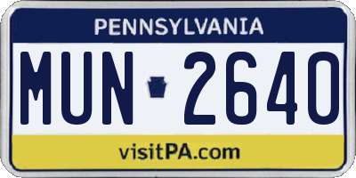 PA license plate MUN2640
