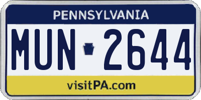 PA license plate MUN2644