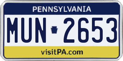 PA license plate MUN2653