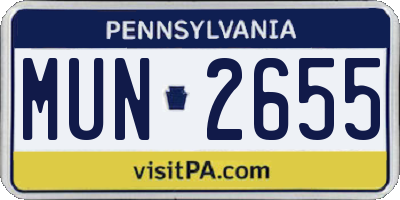 PA license plate MUN2655
